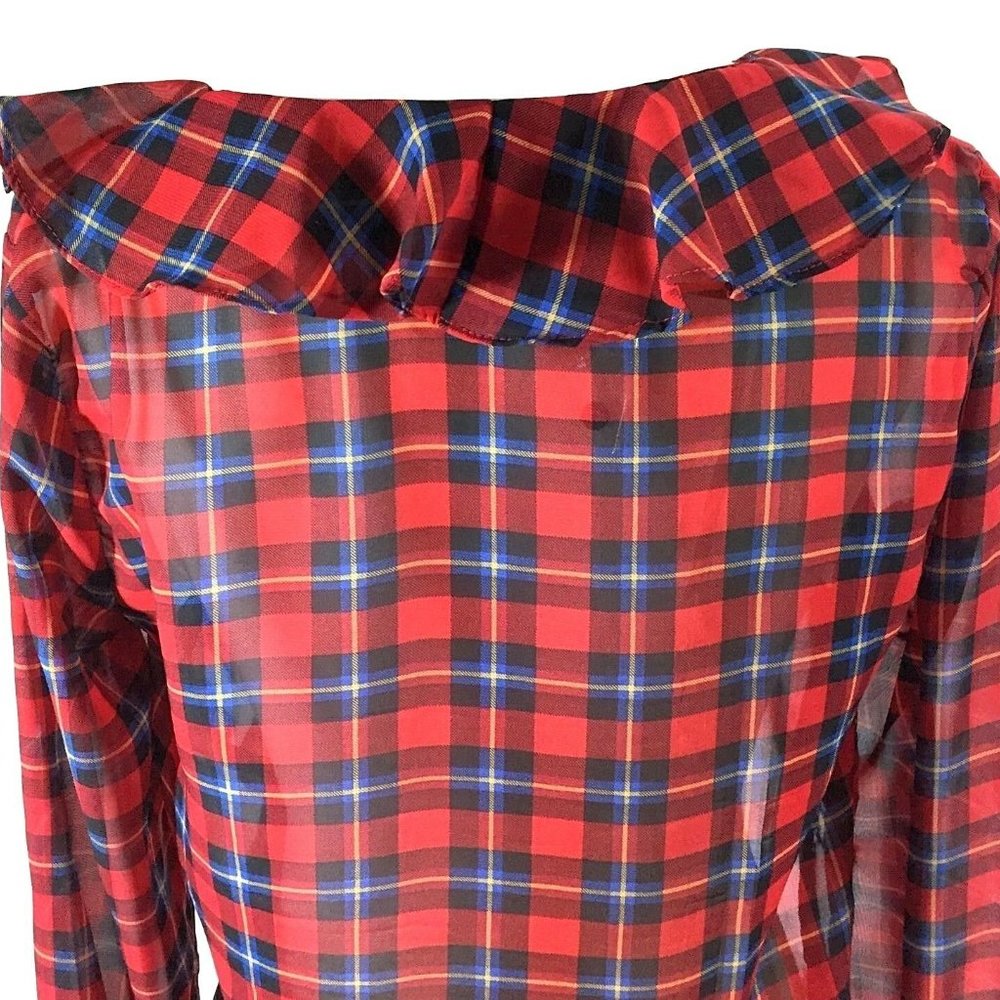 Mixed Threads Ruffled Front Top Small Red Plaid - Picture 6 of 8